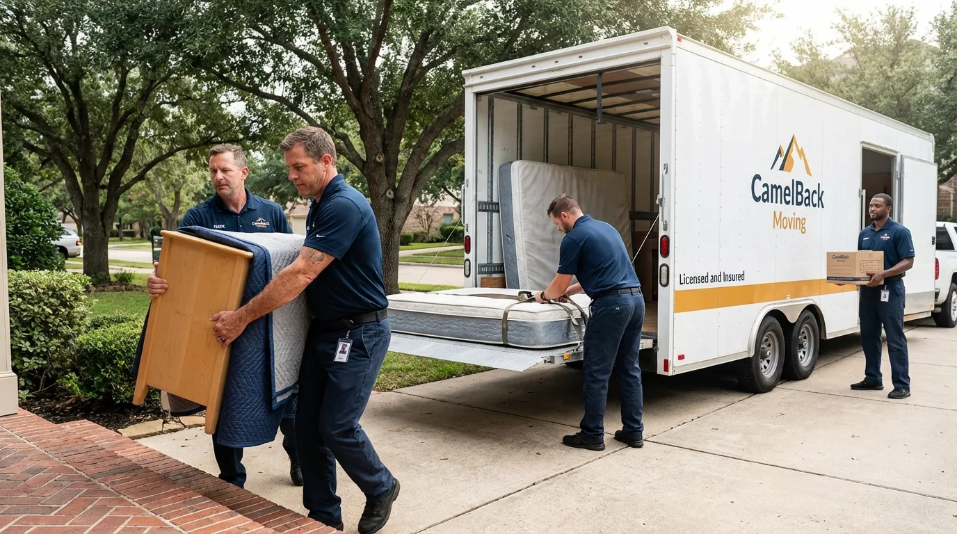 Crew loading residential truck for cross-state move from River Edge, NJ
